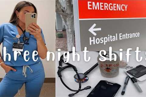 three 12 hour night shifts in a row as a registered nurse, vlog, new grad RN, emergency department